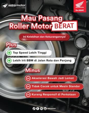 Astra Motor Natar Edukasi Konsumen: Kenali Kelebihan dan Kekurangan Pasang Roller Motor Lebih Berat